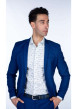 Thumbnail Veste bleue à coupe ajustée à col à revers et fermeture boutonnée - Image 2