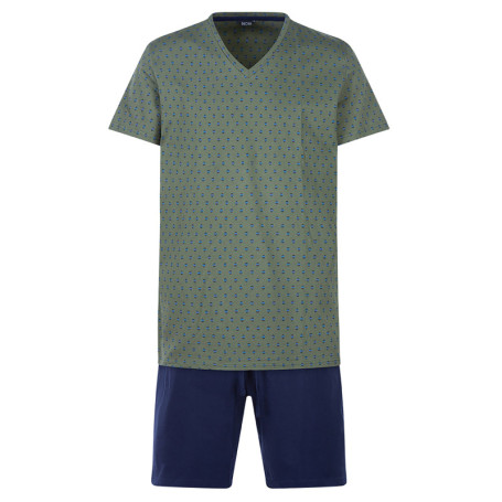 Pyjama kaki en coton uni coupe régular avec un...