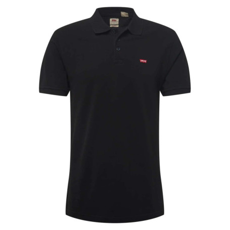Polo noir en coton uni avec logo brodé sur la...