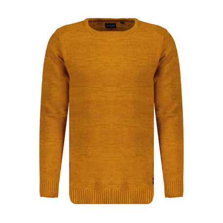 Pull jaune en coton uni coupe regular avec un...