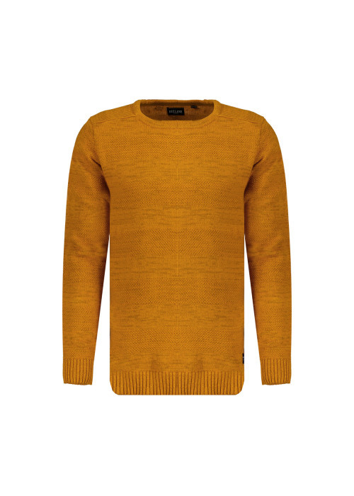 Pull jaune en coton uni coupe regular avec un...