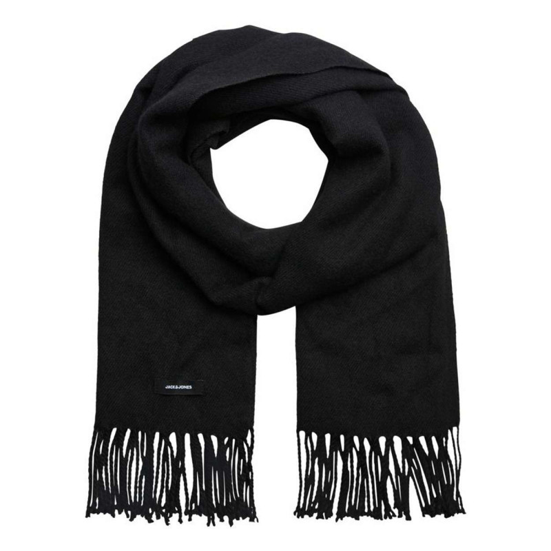 Premium By Jack & Jones - écharpe Noire Unie Douce Et Chaude à Franges Longues Aux Extrémités - Noir