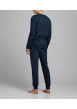 Thumbnail Pyjama marine en coton uni coupe droite col rond - Image 2