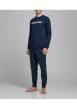 Thumbnail Pyjama marine en coton uni coupe droite col rond - Image 3