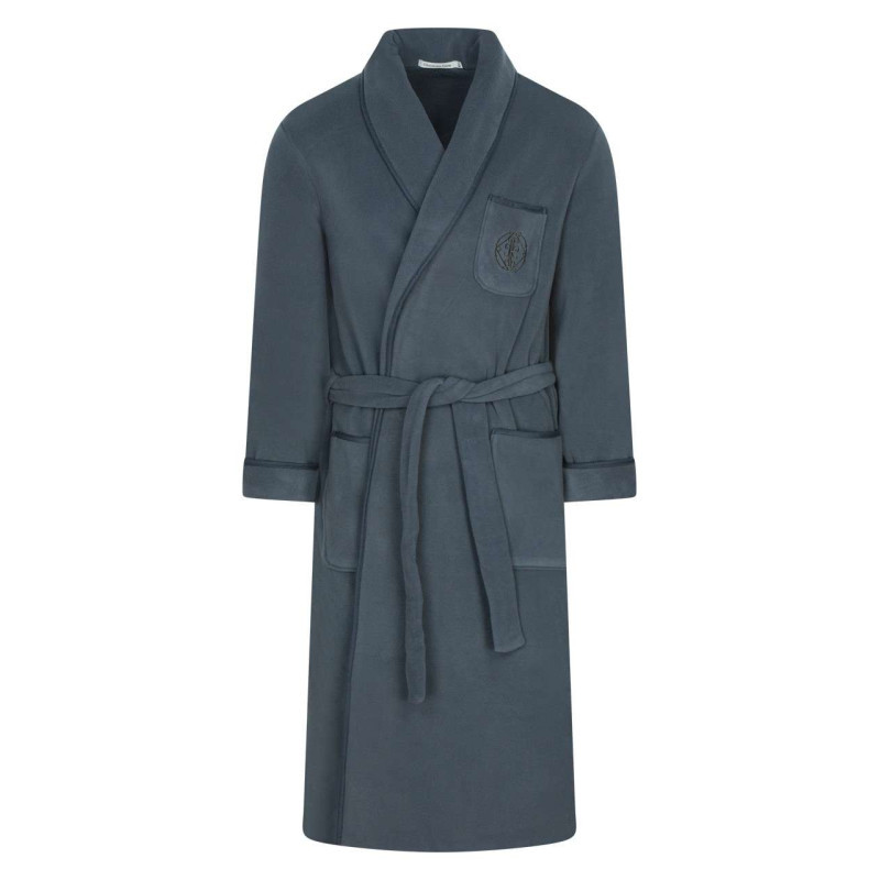Christian Cane - Robe De Chambre Grise à Col à Revers Avec Une Ceinture à Nouer à La Taille - Gris