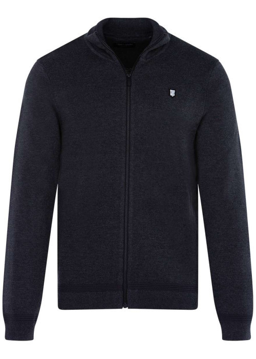 Gilet anthracite uni 100% coton coupe régular avec un col cheminée