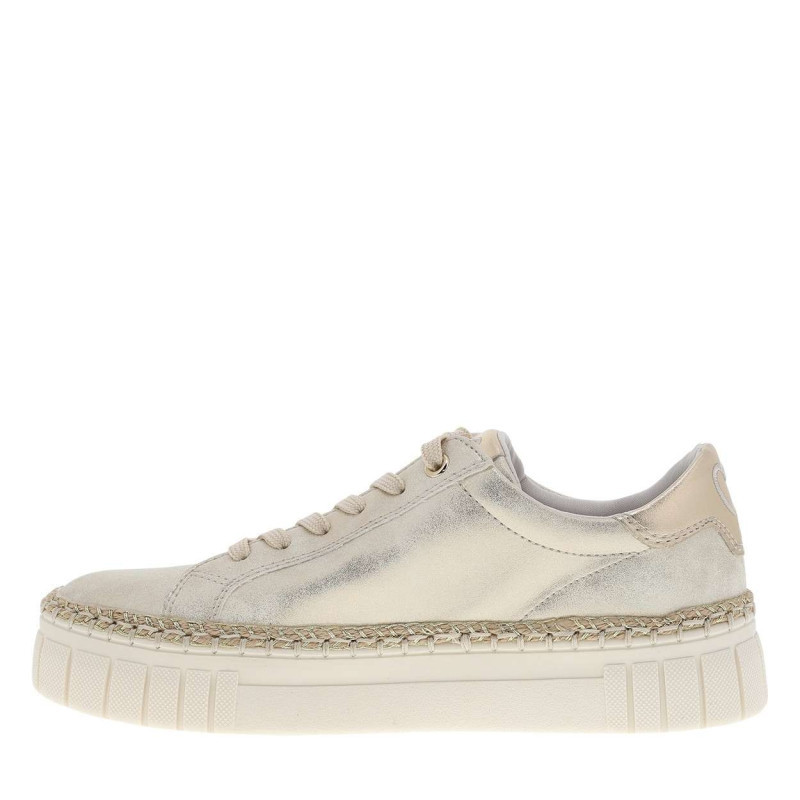 Marco Tozzi - Tennis Blanches à Talon Plateau Avec Des Lacets Plats Et Un Zip - Blanc Marco Tozzi - Tennis Blanches à Talon Plateau Avec Des Lacets Plats Et Un Zip - Blanc