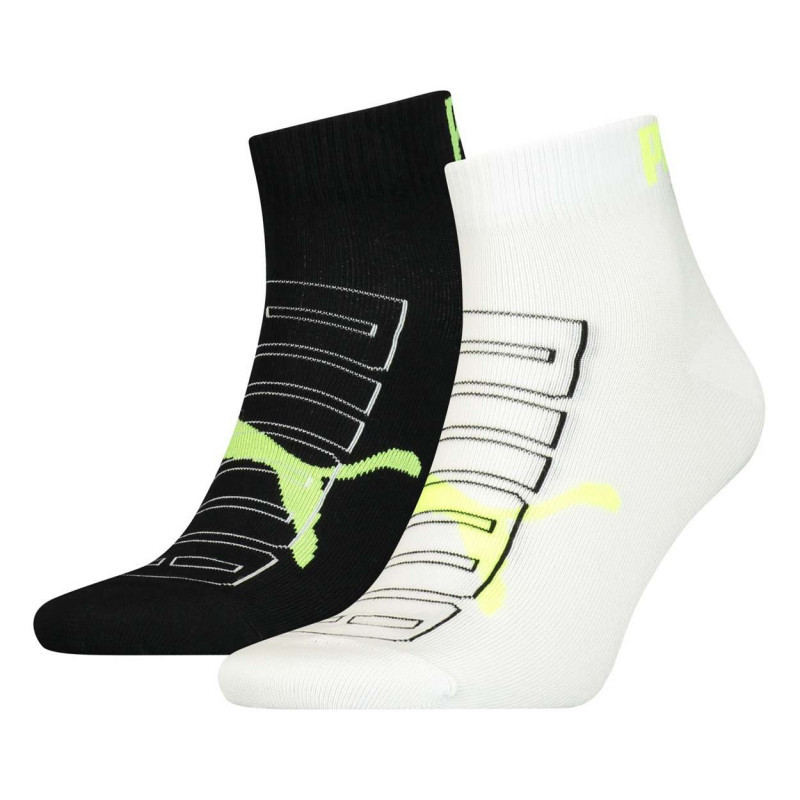 Puma - Lot De 2 Paires De Chaussettes Multicolore En Coton Mélangé Fantaisie Mi Haute - Noir