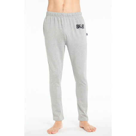 Pantalon de pyjama gris uni en coton coupe fuselée