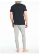 Thumbnail Pantalon de pyjama gris uni en coton coupe fuselée - Image 2