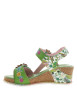 Thumbnail Nu-pieds en cuir vert à semelle compensé et à bandes auto-agrippantes - Image 2