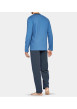 Thumbnail Pyjama long bleu imprimé en coton col v - Image 3