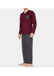 Thumbnail Pyjama long bordeaux imprimé en coton col v - Image 2