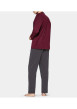 Thumbnail Pyjama long bordeaux imprimé en coton col v - Image 3