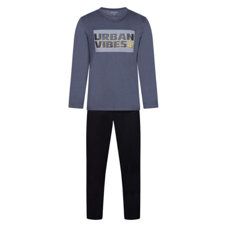 Pyjama long anthracite en coton