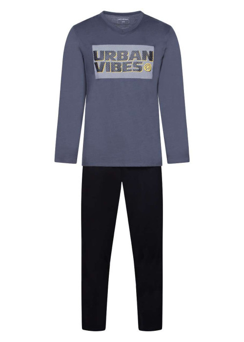 Pyjama long anthracite en coton