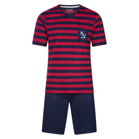 Pyjama court marine en coton