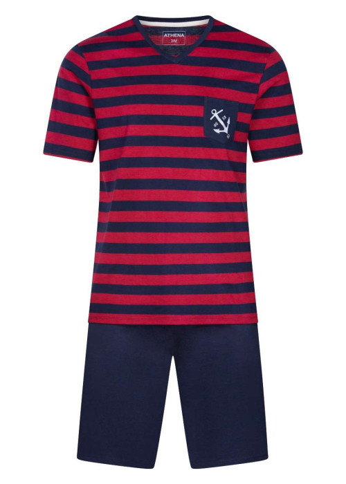 Pyjama court marine en coton
