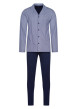 Thumbnail Pyjama long Ramatuelle marine en coton coupe droite fluide col cranté