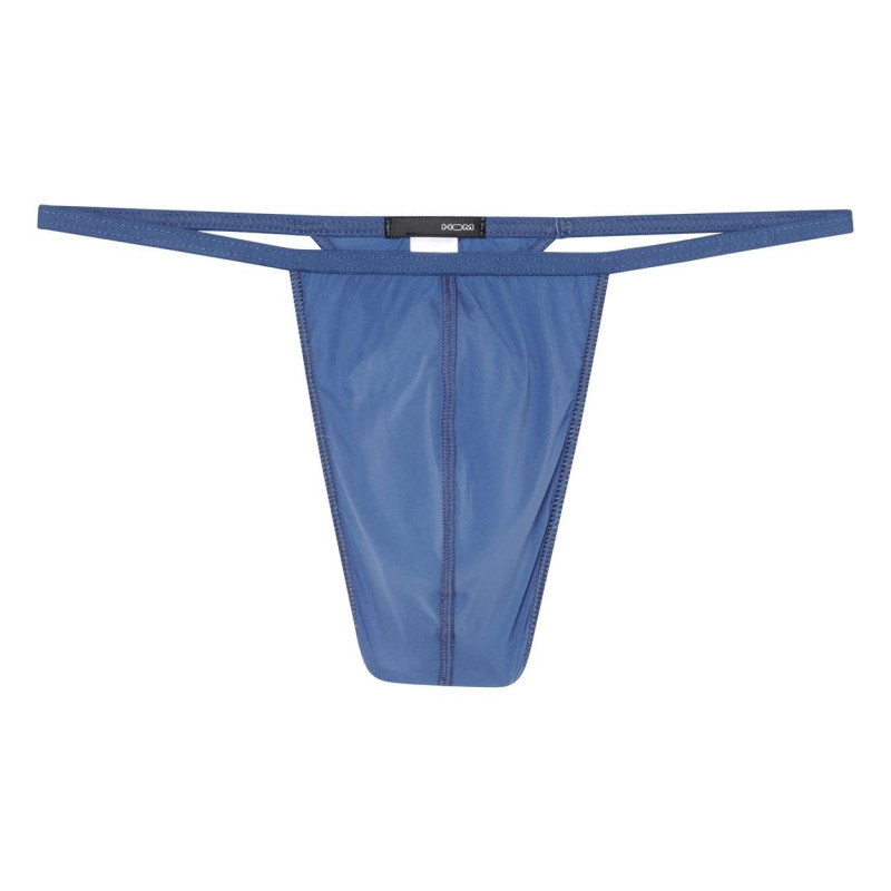 Hom - String Plumes Bleu Avec élastique Fin Sur Les Côtés - Bleu