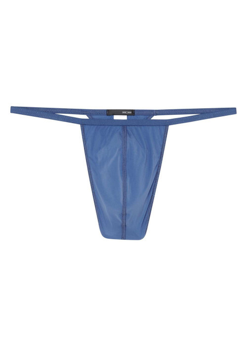 String Plumes bleu avec élastique fin sur les côtés