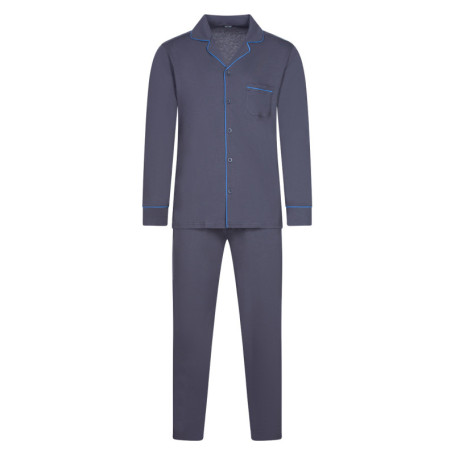 Pyjama long Samena anthracite uni en coton...