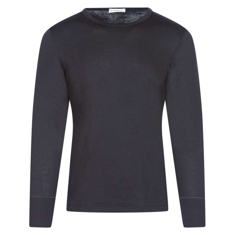 Eminence - T-shirt Noir Uni En Coton Mélangé Coupe Droite Col Rond - Eminence - T-shirt Noir Uni En Coton Mélangé Coupe Droite Col Rond -
