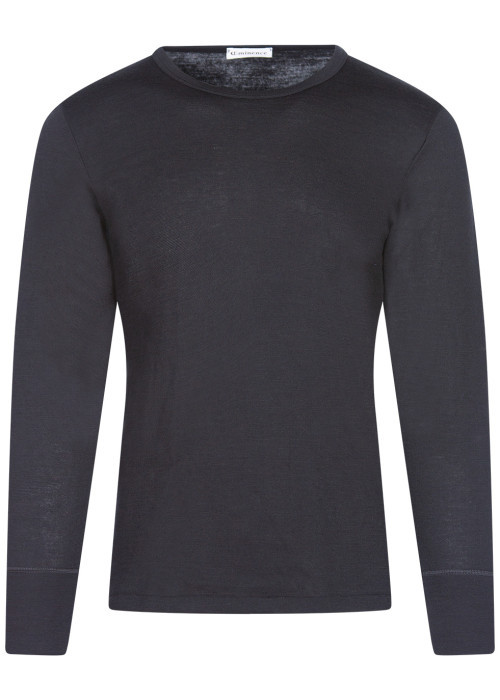 T-Shirt noir uni en coton mélangé coupe droite...