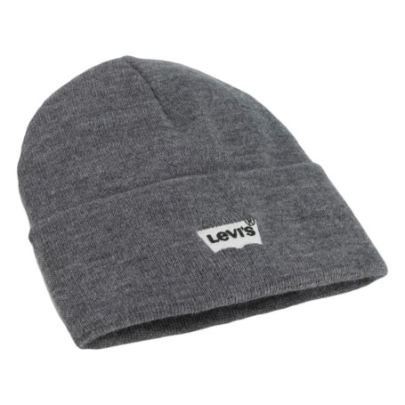 Bonnet gris uni à revers avec logo batwing...