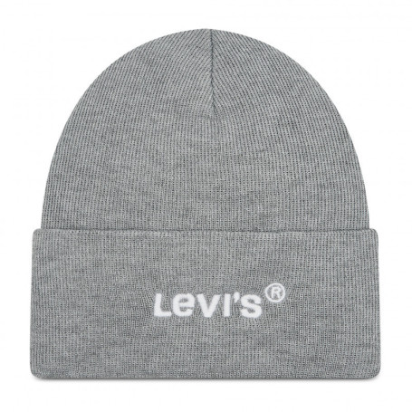 Bonnet gris uni avec logo brodé