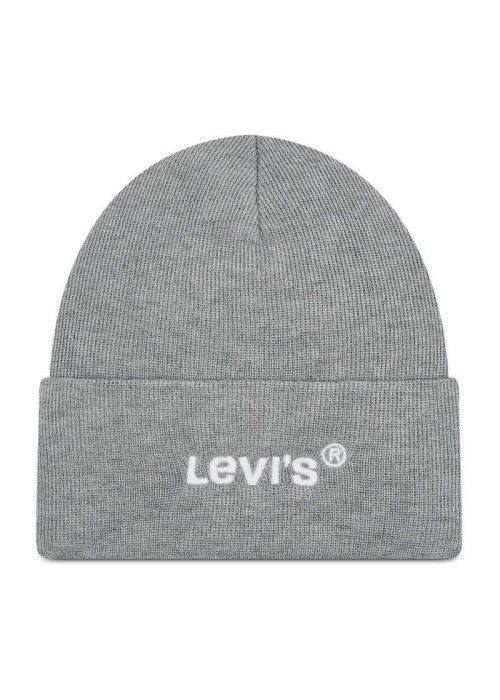 Bonnet gris uni avec logo brodé
