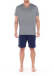 Thumbnail Pyjama Ramatuelle marine en coton fantaisie coupe régular col v
