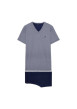 Thumbnail Pyjama Ramatuelle marine en coton fantaisie coupe régular col v - Image 3