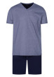 Thumbnail Pyjama Ramatuelle marine en coton fantaisie coupe régular col v - Image 4