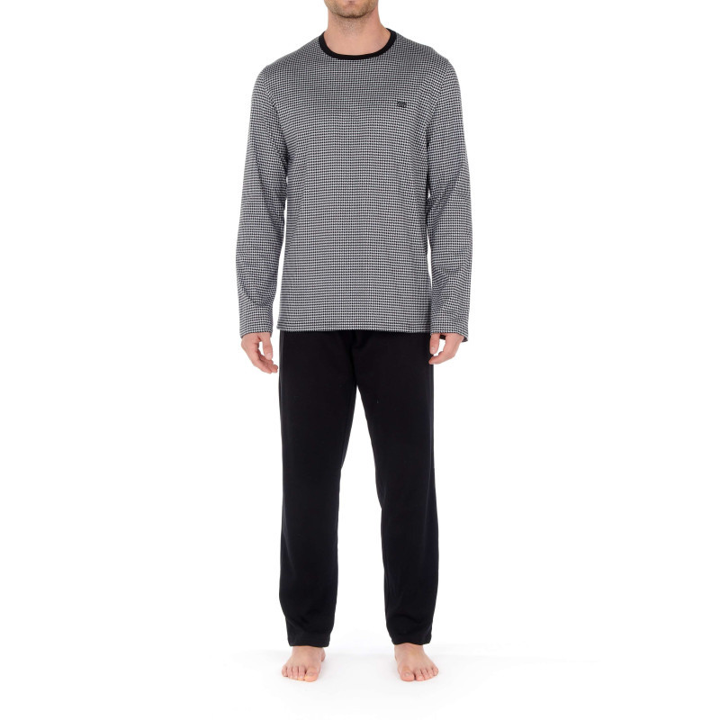 Hom - Pyjama Canoubiers Noir En Coton Fantaisie Coupe Régular Col Rond - Noir Hom - Pyjama Canoubiers Noir En Coton Fantaisie Coupe Régular Col Rond - Noir