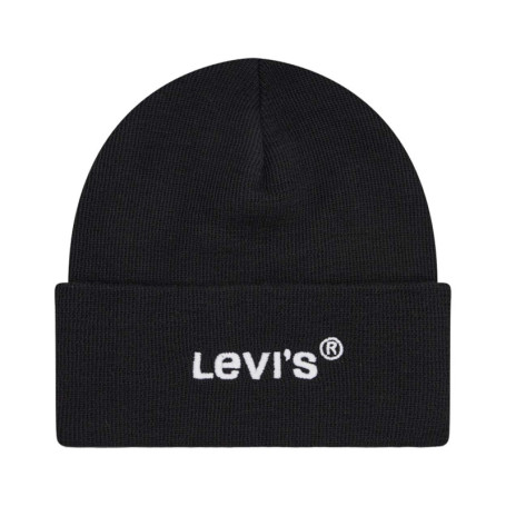 Bonnet noir homme à logo contrastant