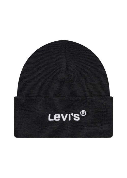 Bonnet noir homme à logo contrastant