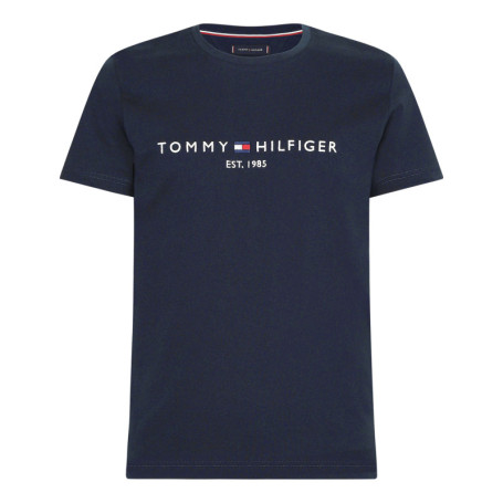 T-shirt marine en coton biologique col rond et...
