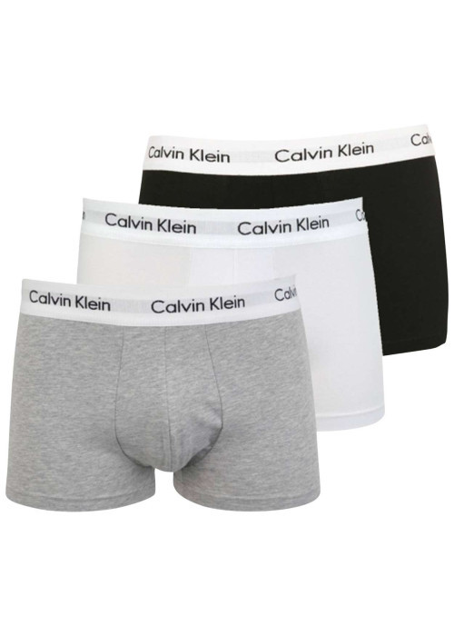 Lot de 3 Boxers en coton multicolores unis avec taille élastiquée et marque