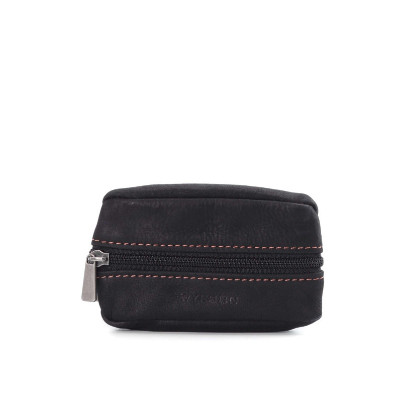 Wylson - Porte-monnaie Noir Uni En Cuir à Fermeture Zippée Et Logo Embossée - Noir Wylson - Porte-monnaie Noir Uni En Cuir à Fermeture Zippée Et Logo Embossée - Noir