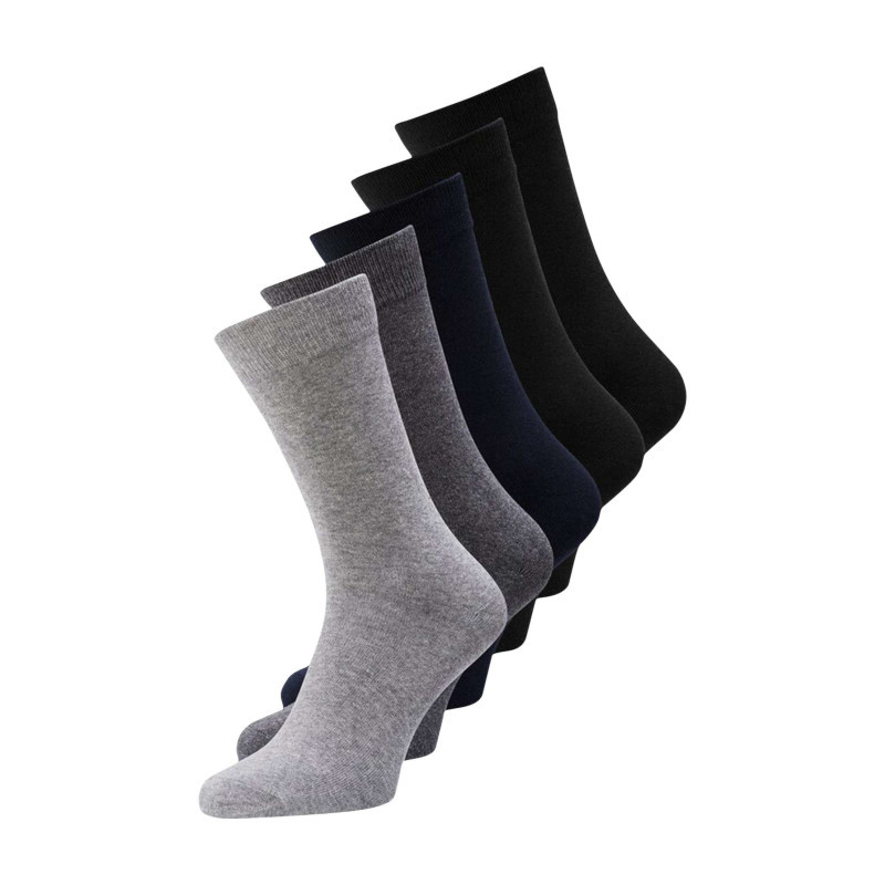 Jack & Jones - Lot De 5 Paires De Chaussettes Hautes Multicolores Unies - Gris