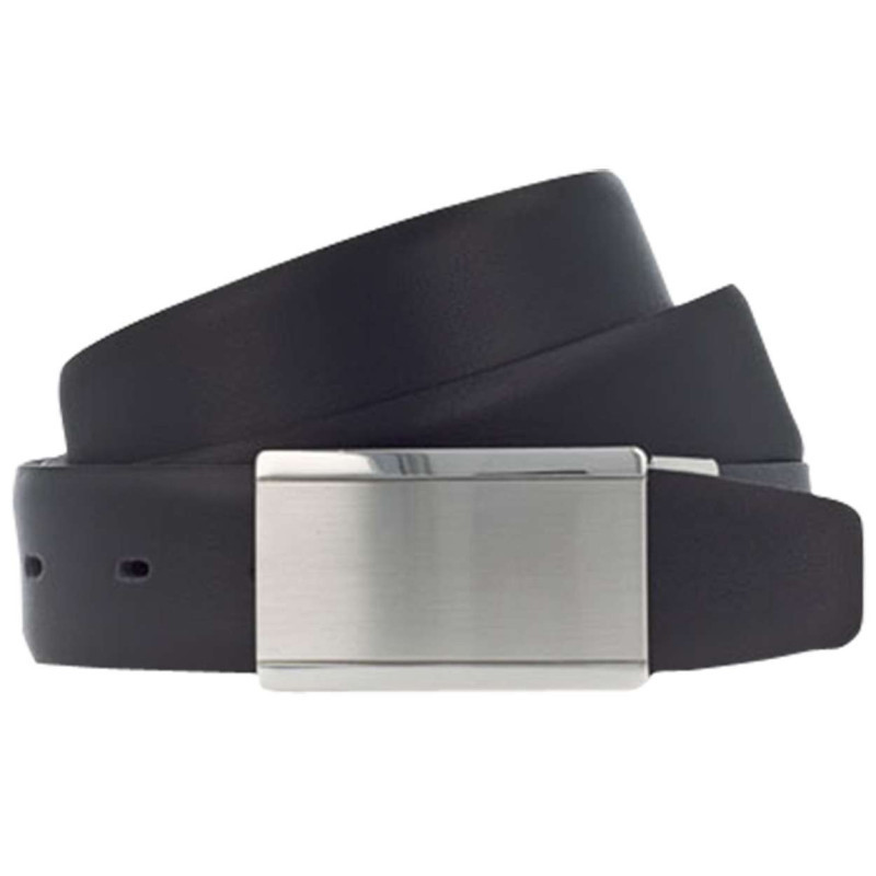 Vanzetti - Ceinture Noire Unie Avec Une Boucle Métallique Argentée Rectangle - Noir Vanzetti - Ceinture Noire Unie Avec Une Boucle Métallique Argentée Rectangle - Noir
