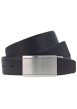 Thumbnail Ceinture noire unie avec une boucle métallique argentée rectangle