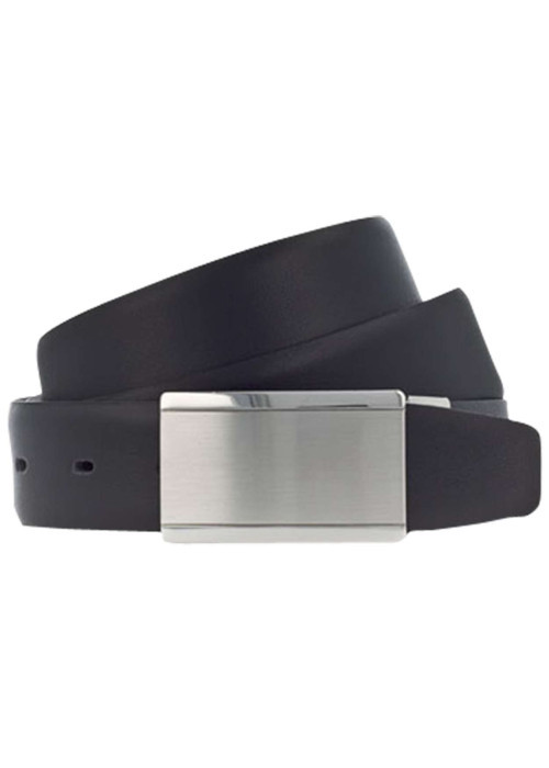 Ceinture noire unie avec une boucle métallique argentée rectangle