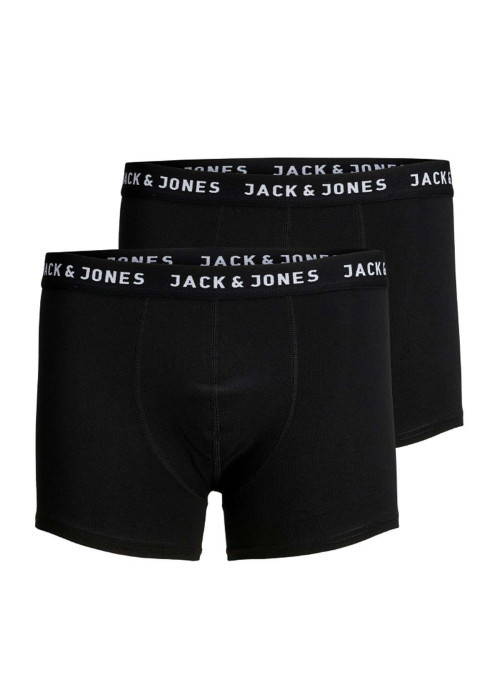 Lot de 2 Boxers noirs en coton unis avec taille élastiquée et marque brodée