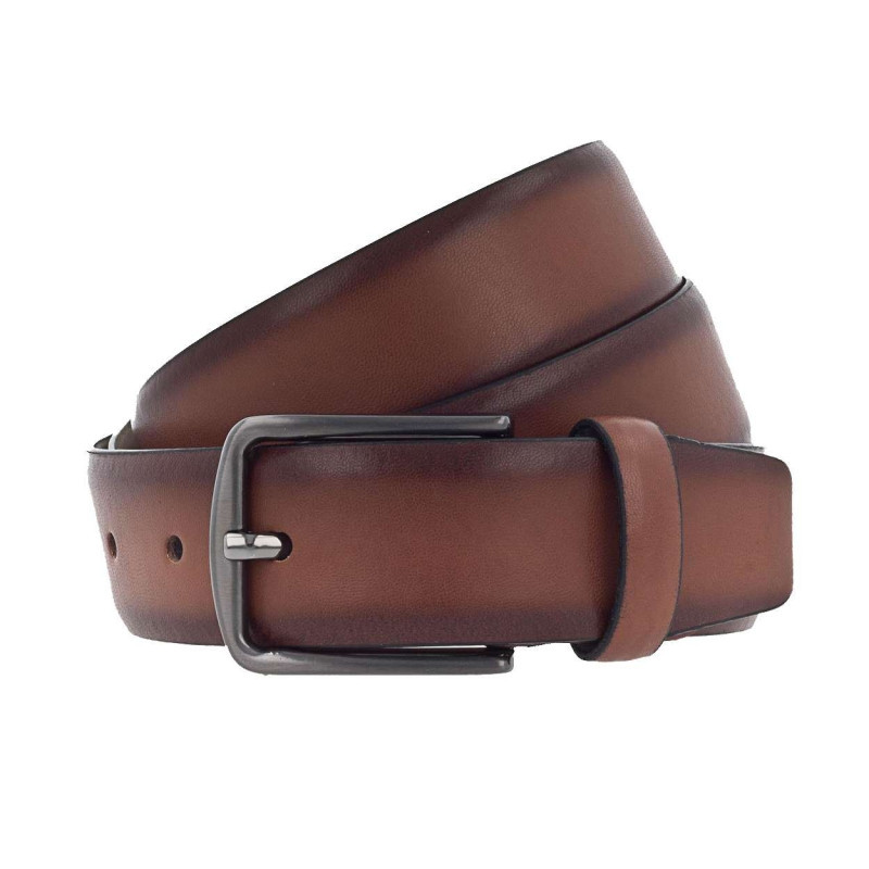 Vanzetti - Ceinture En Cuir Marron Avec Une Boucle Métallique Argentée Rectangle - Marron Vanzetti - Ceinture En Cuir Marron Avec Une Boucle Métallique Argentée Rectangle - Marron