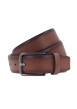 Thumbnail Ceinture en cuir marron avec une boucle métallique argentée rectangle