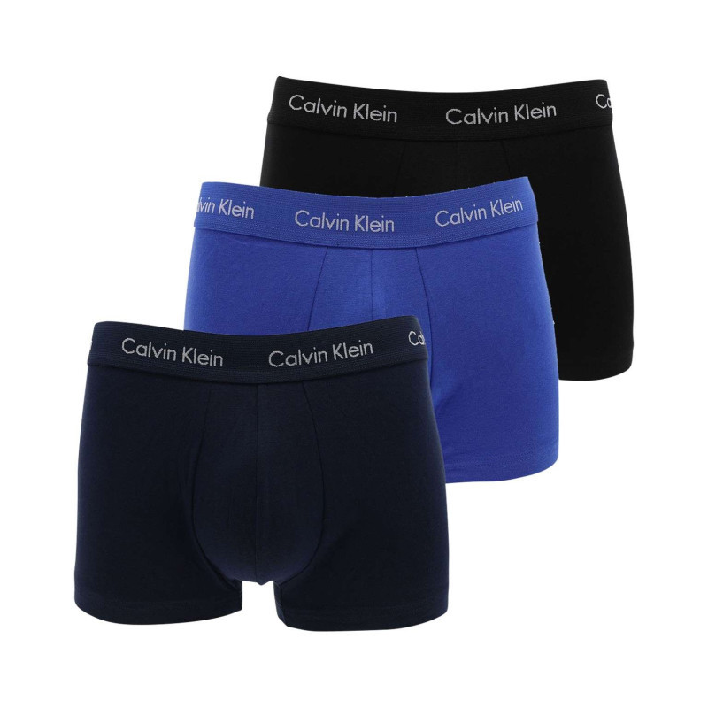 Calvin Klein Jeans - Lot De 3 Boxers En Coton Bleus Unis Avec Taille élastiquées Ton Sur Ton - Bleu