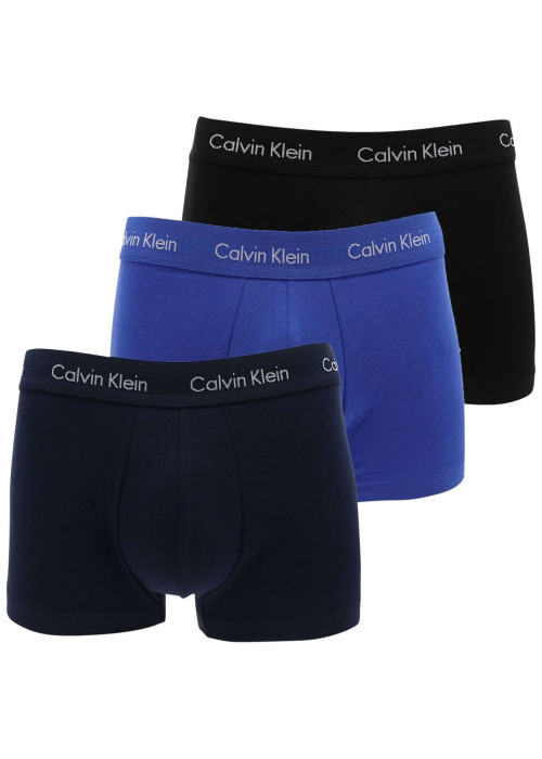 Lot de 3 Boxers en coton bleus unis avec taille élastiquées ton sur ton