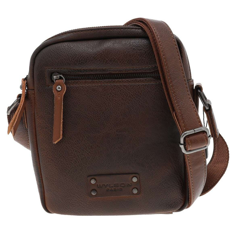 Wylson - Sacoche Marron Uni à Bandoulière Ajustable Et Compartiment Zippé - Marron Wylson - Sacoche Marron Uni à Bandoulière Ajustable Et Compartiment Zippé - Marron